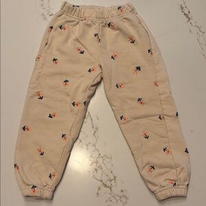 Zara SET Girls' Cream Floral Jogger Pants & Sweatshirt